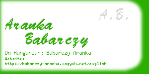 aranka babarczy business card